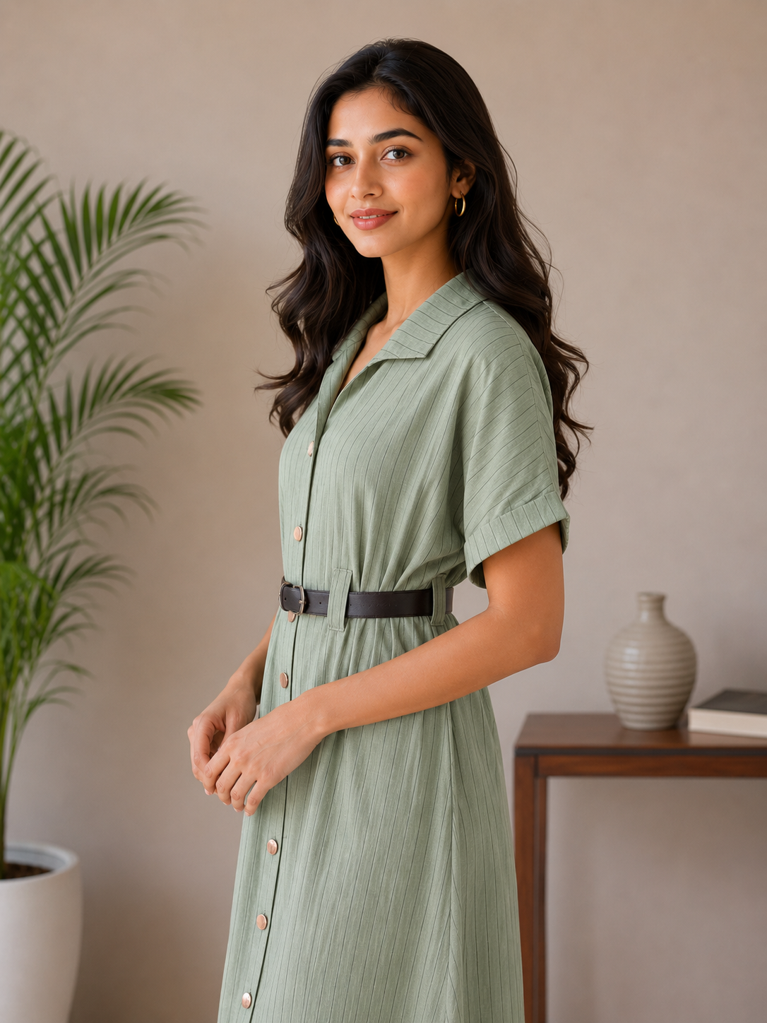 Green Gold Button Onepiece