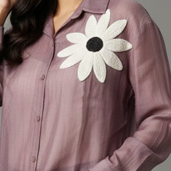 Mauve Jute Flower Shirt