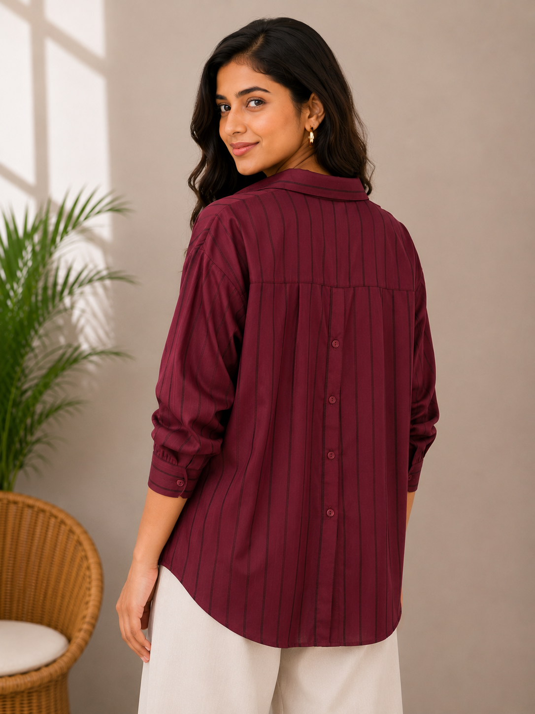 Maroon Satin Shirt