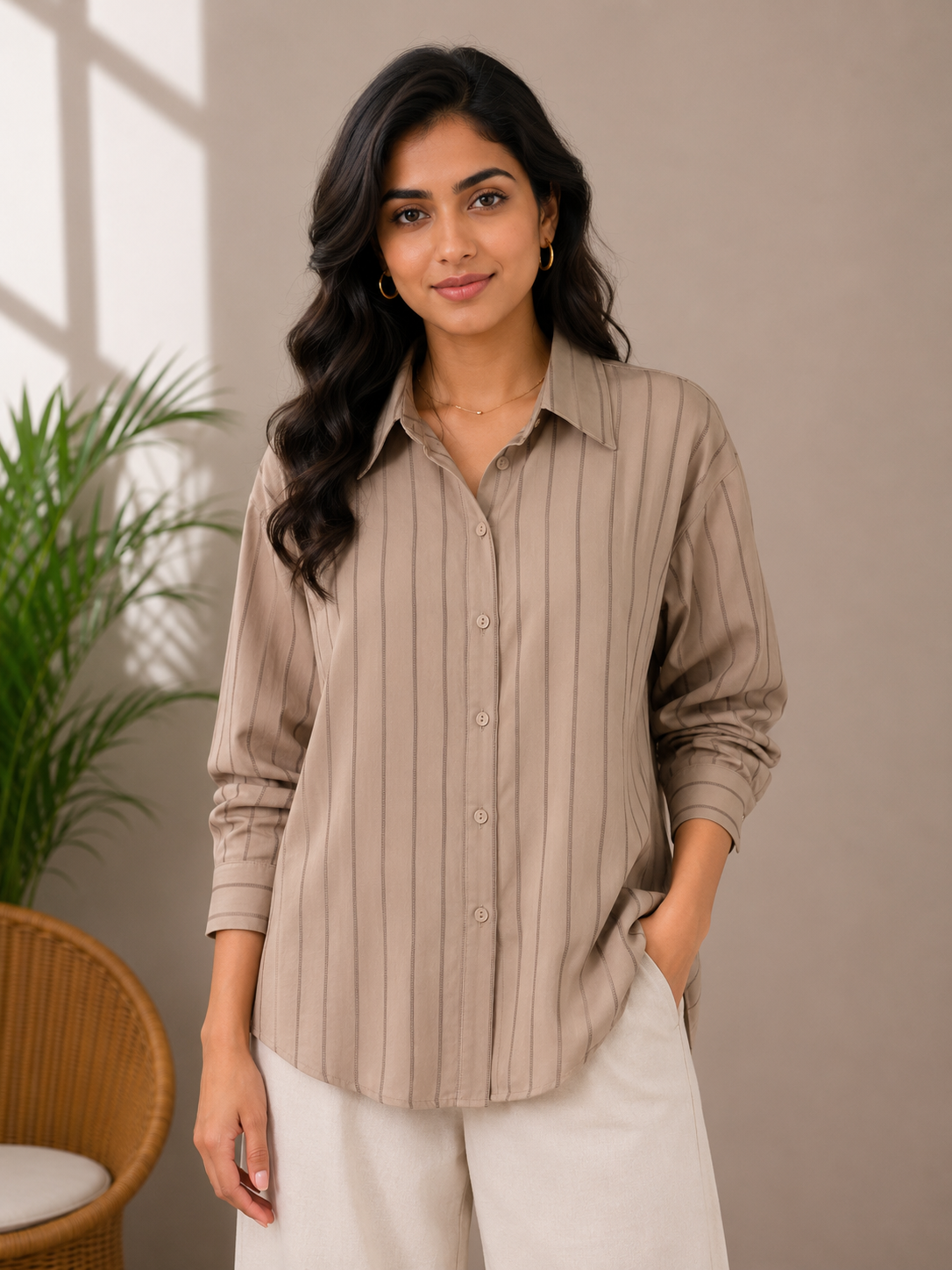 Cream Satin Shirt