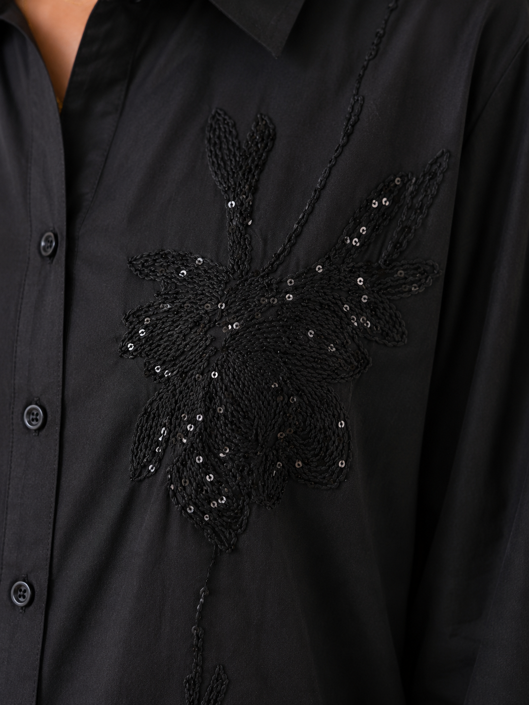 Black Thread Embroidery Shirt