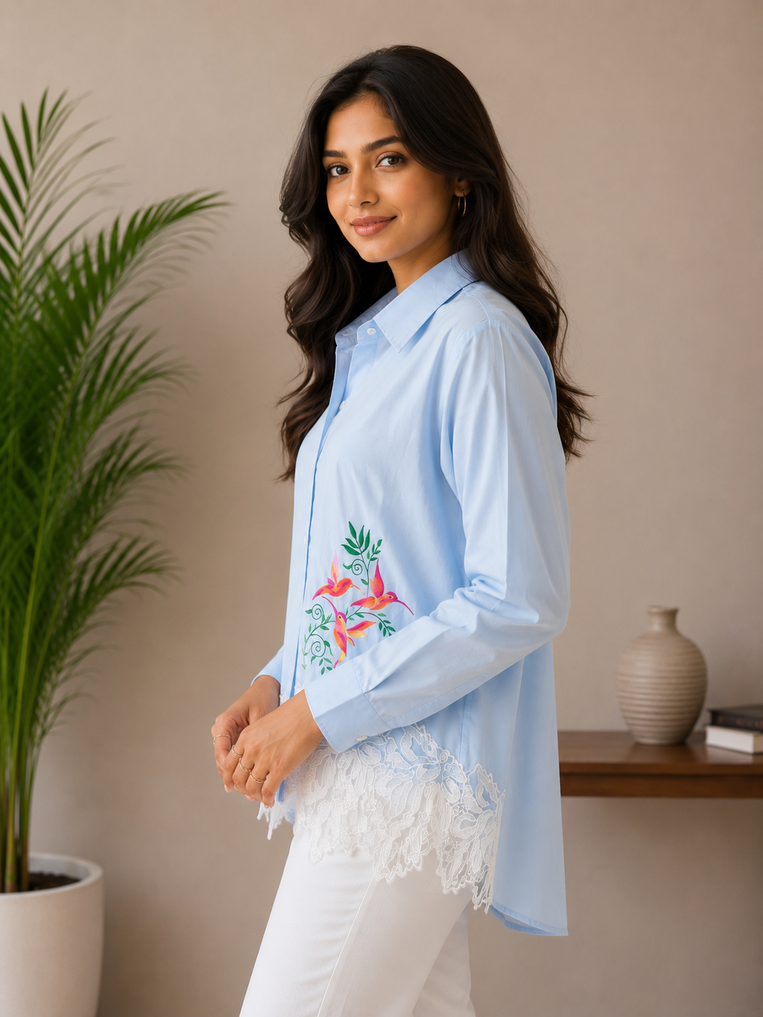 Blue Net Patch Shirt