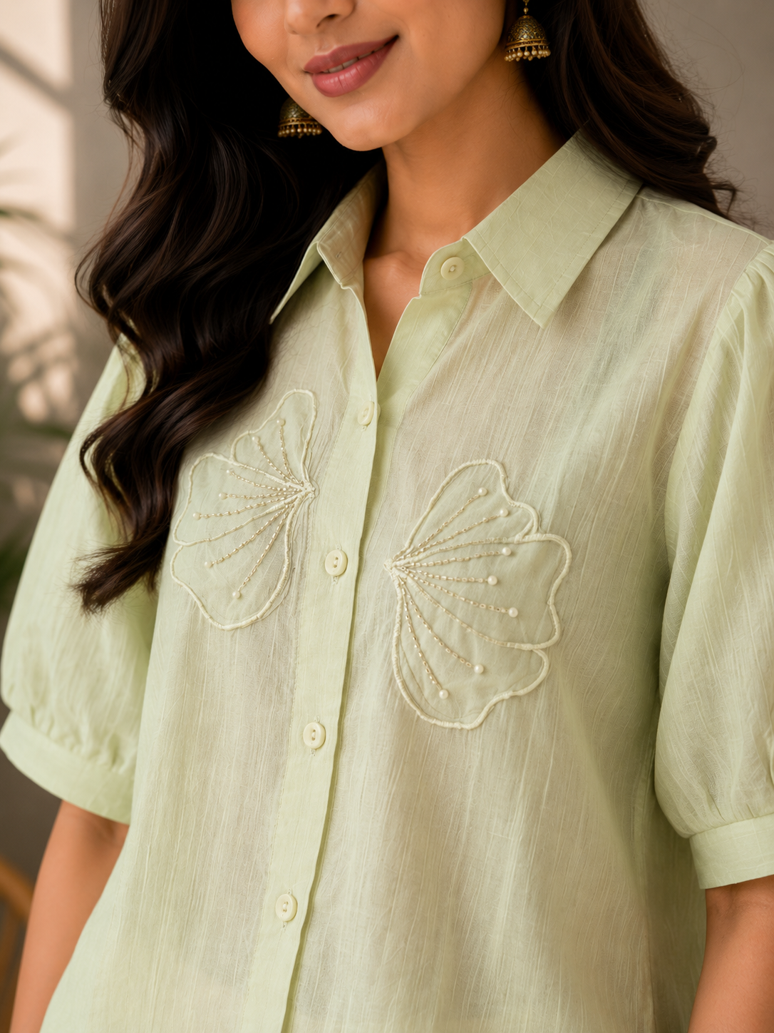 Green Patch Work Shirt