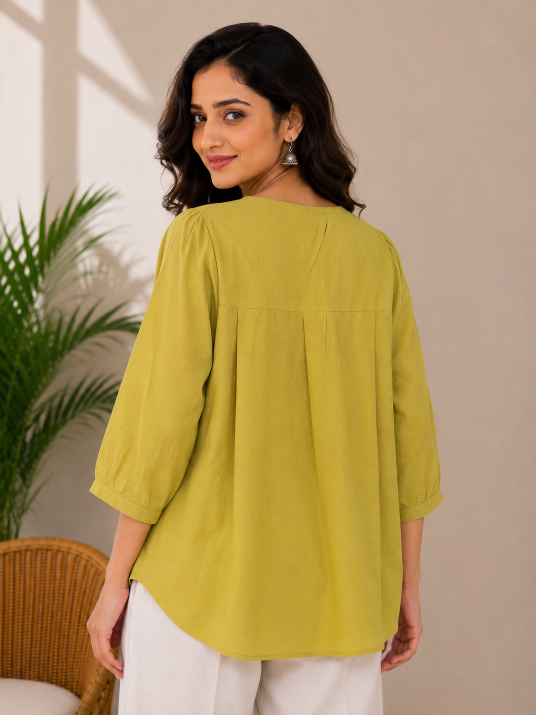 Green Flower Embroidery Top