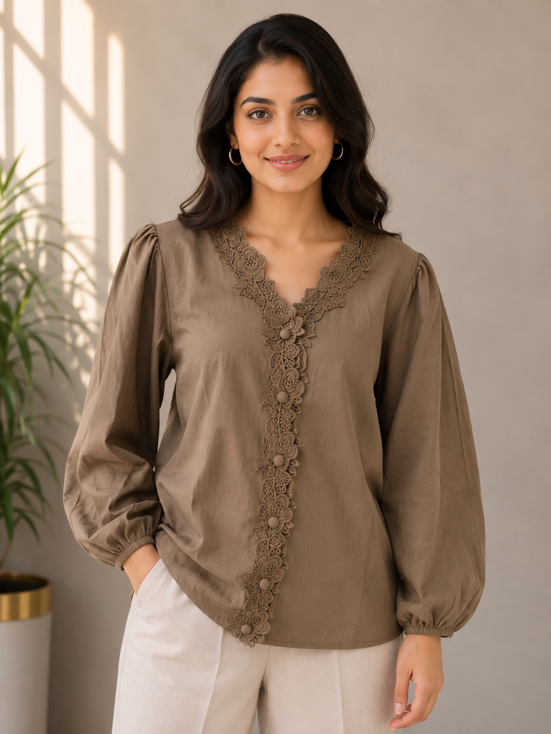 Mahendi Green Flower Lace Shirt