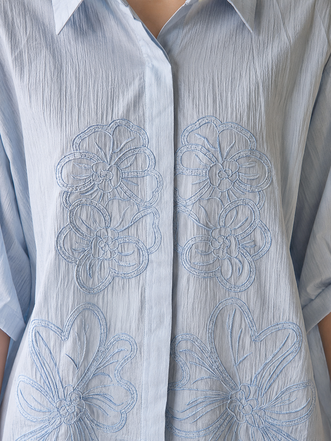 Light Blue Self Embroidery Shirt