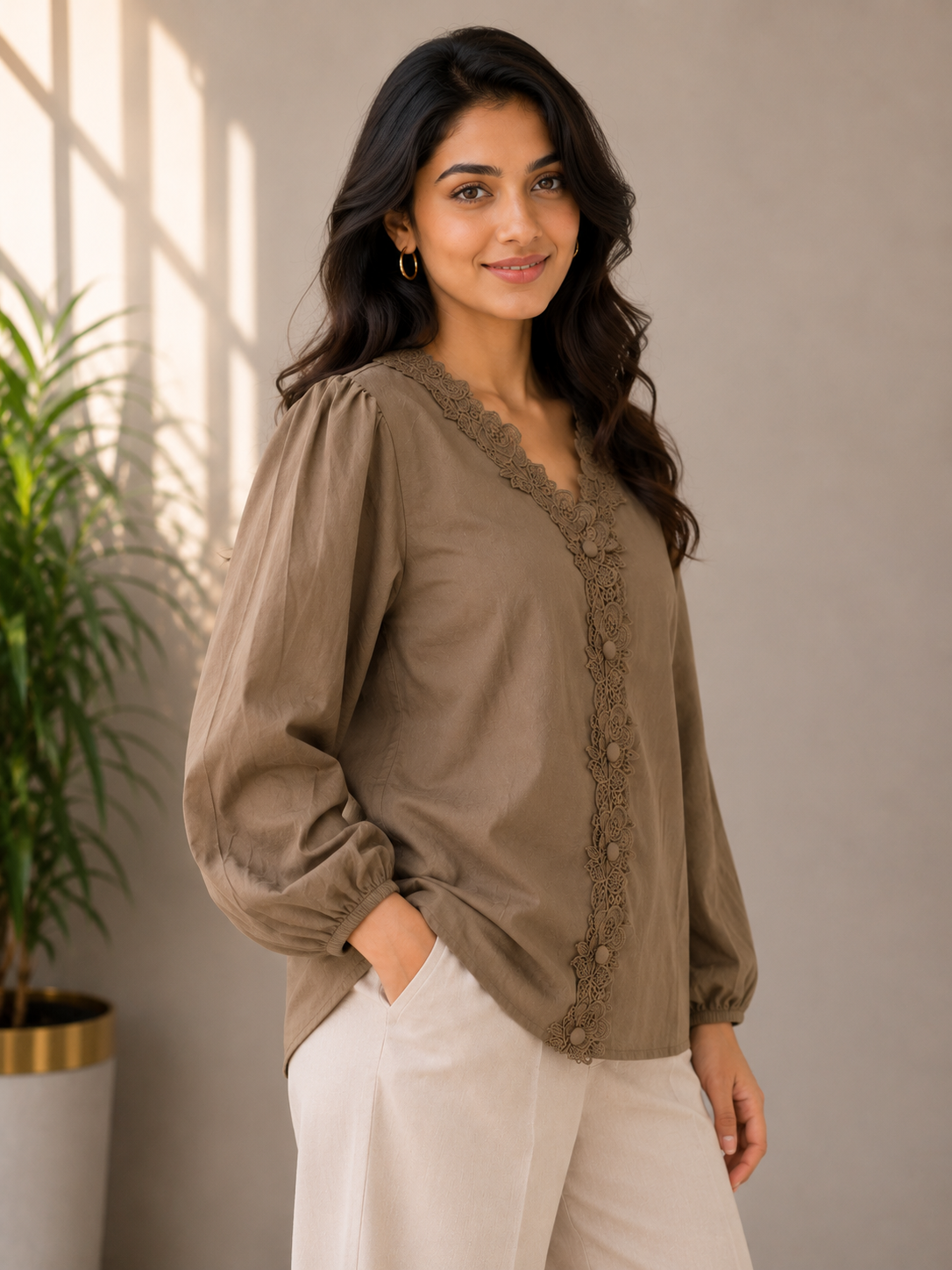 Mahendi Green Flower Lace Shirt