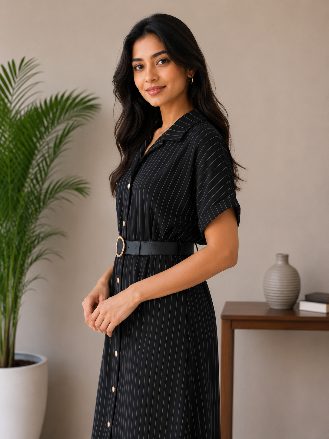 Black Gold Button Onepiece