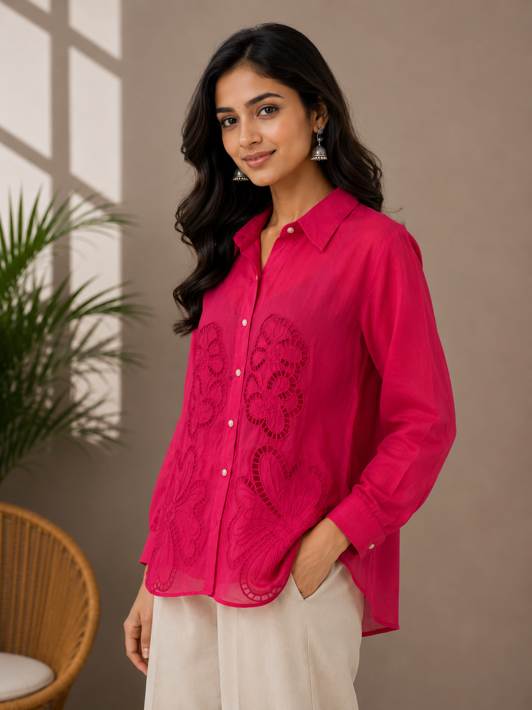 Dark Pink Cut Work Shirt