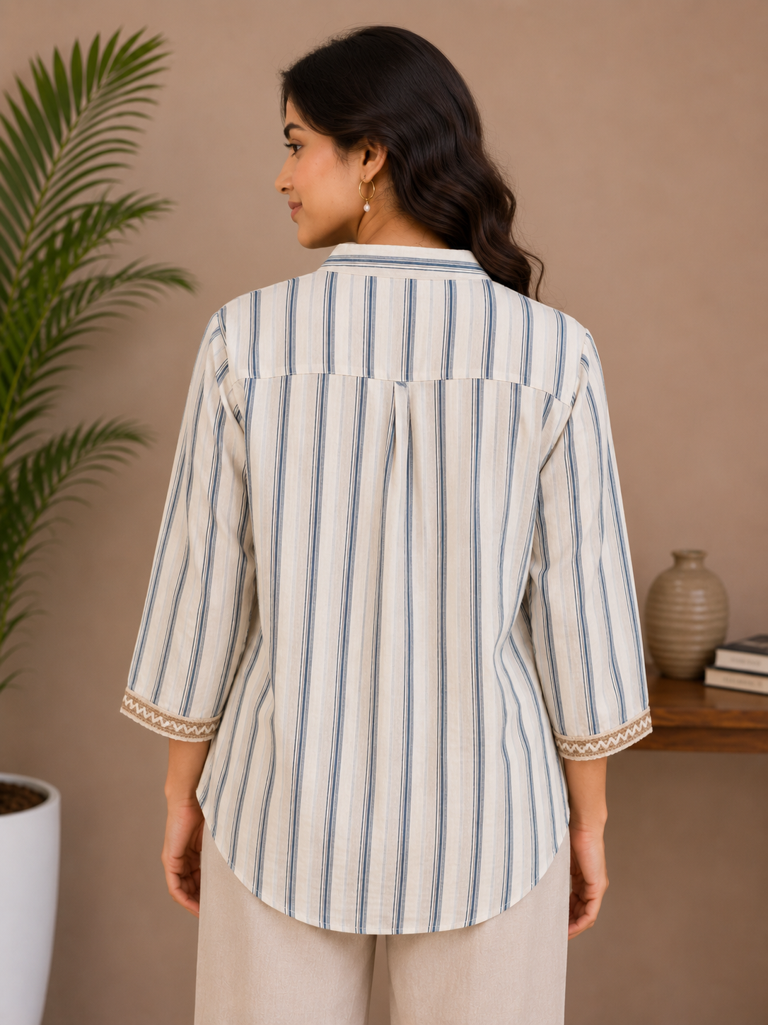 Blue Jute Neckline Top