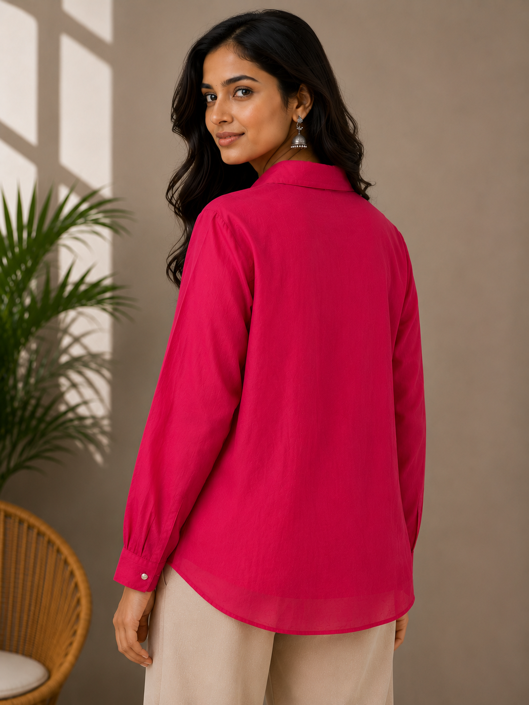 Dark Pink Cut Work Shirt