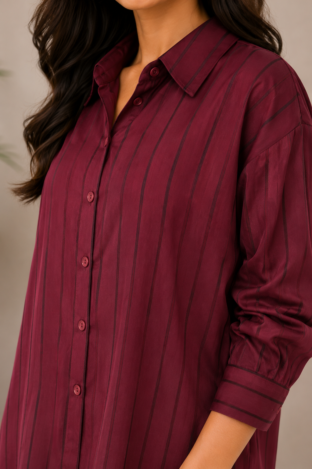 Maroon Satin Shirt
