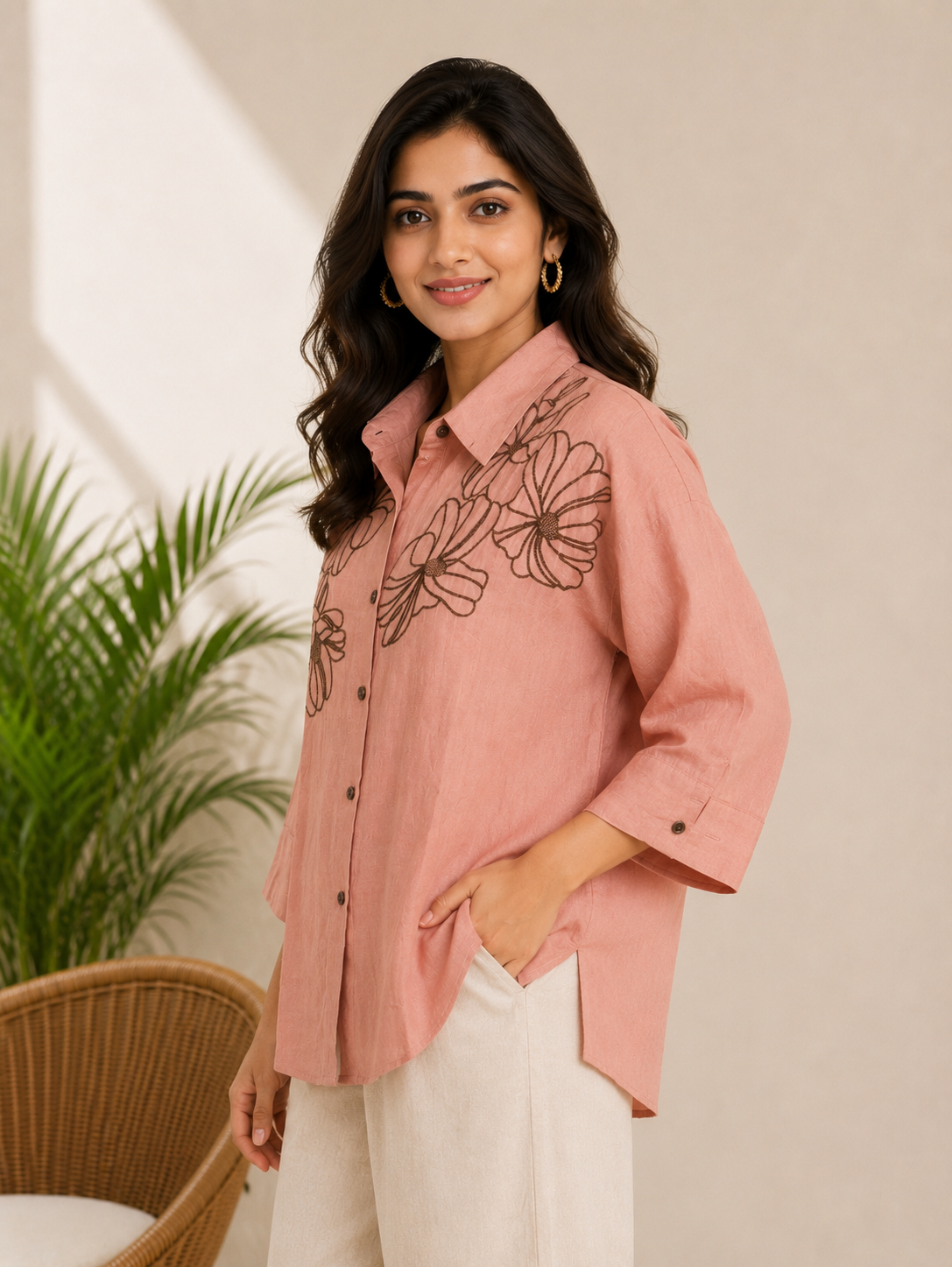 Rose Gold Linen Shirt