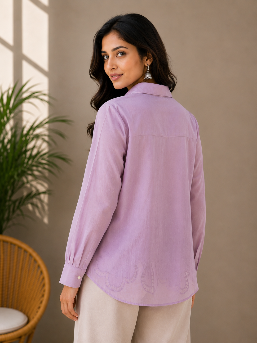 Mauve Cut Work Shirt