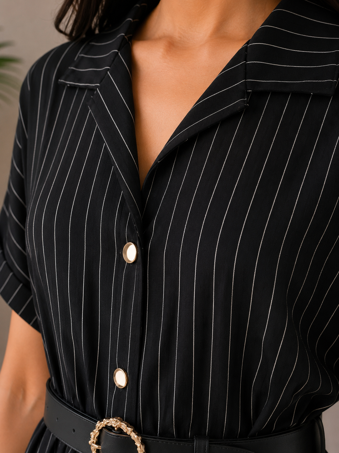 Black Gold Button Onepiece