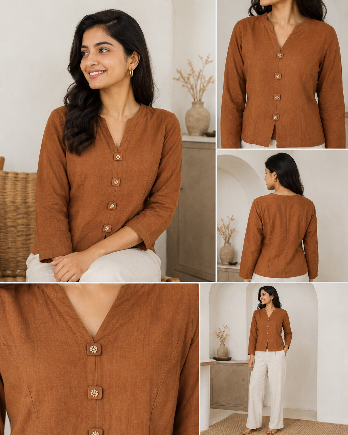 Rust Collared Top