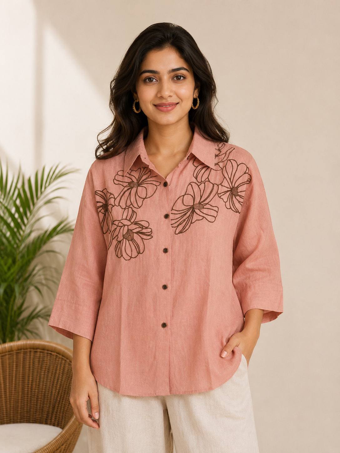 Rose Gold Linen Shirt