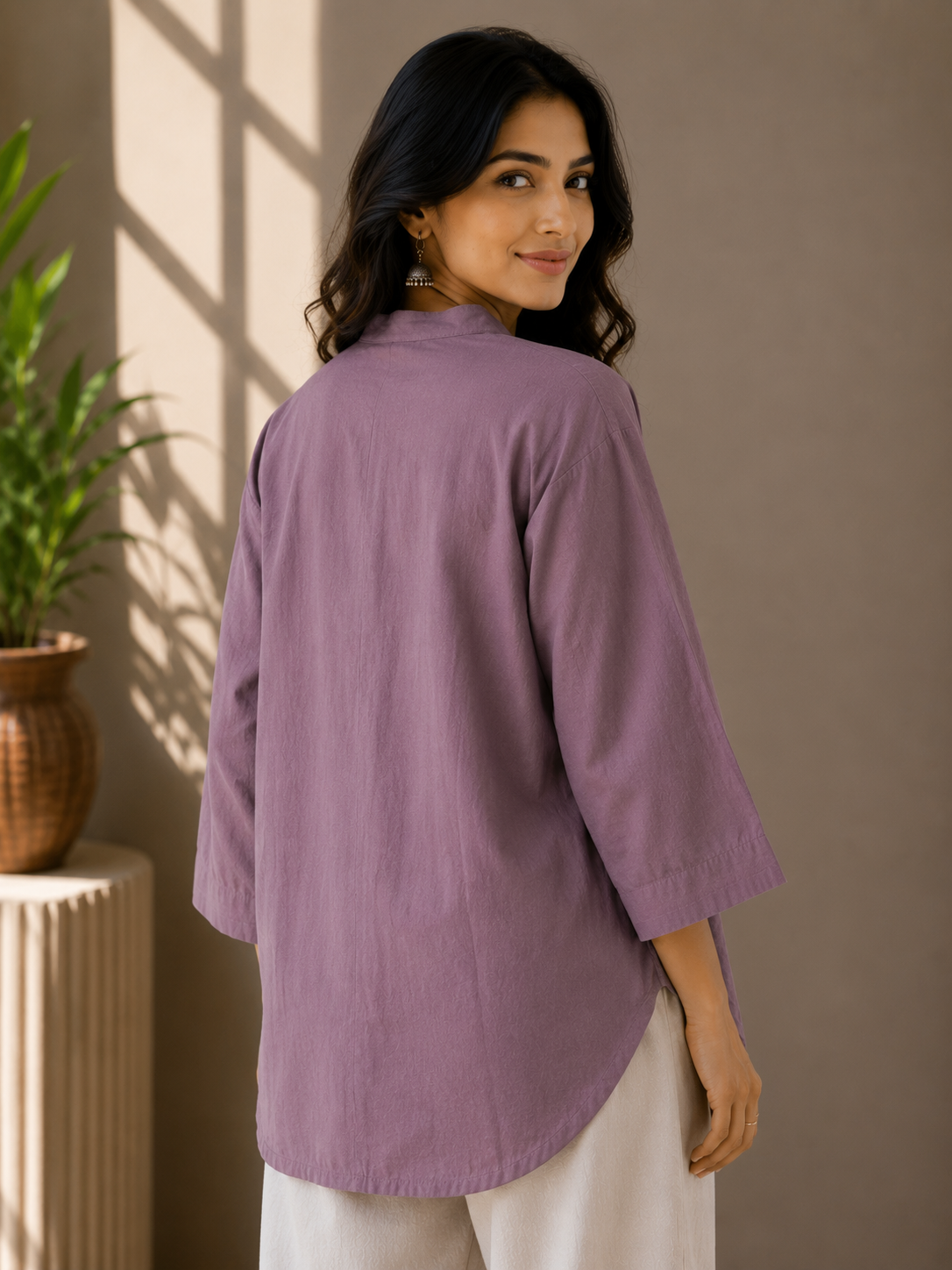 Dusty Rose Pearl Embroidery Top