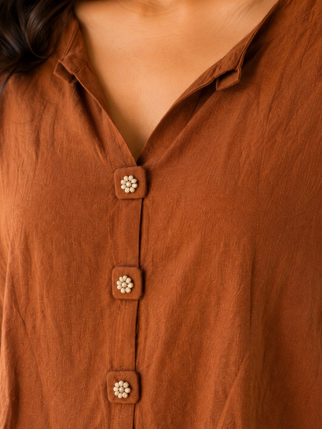 Rust Collared Top