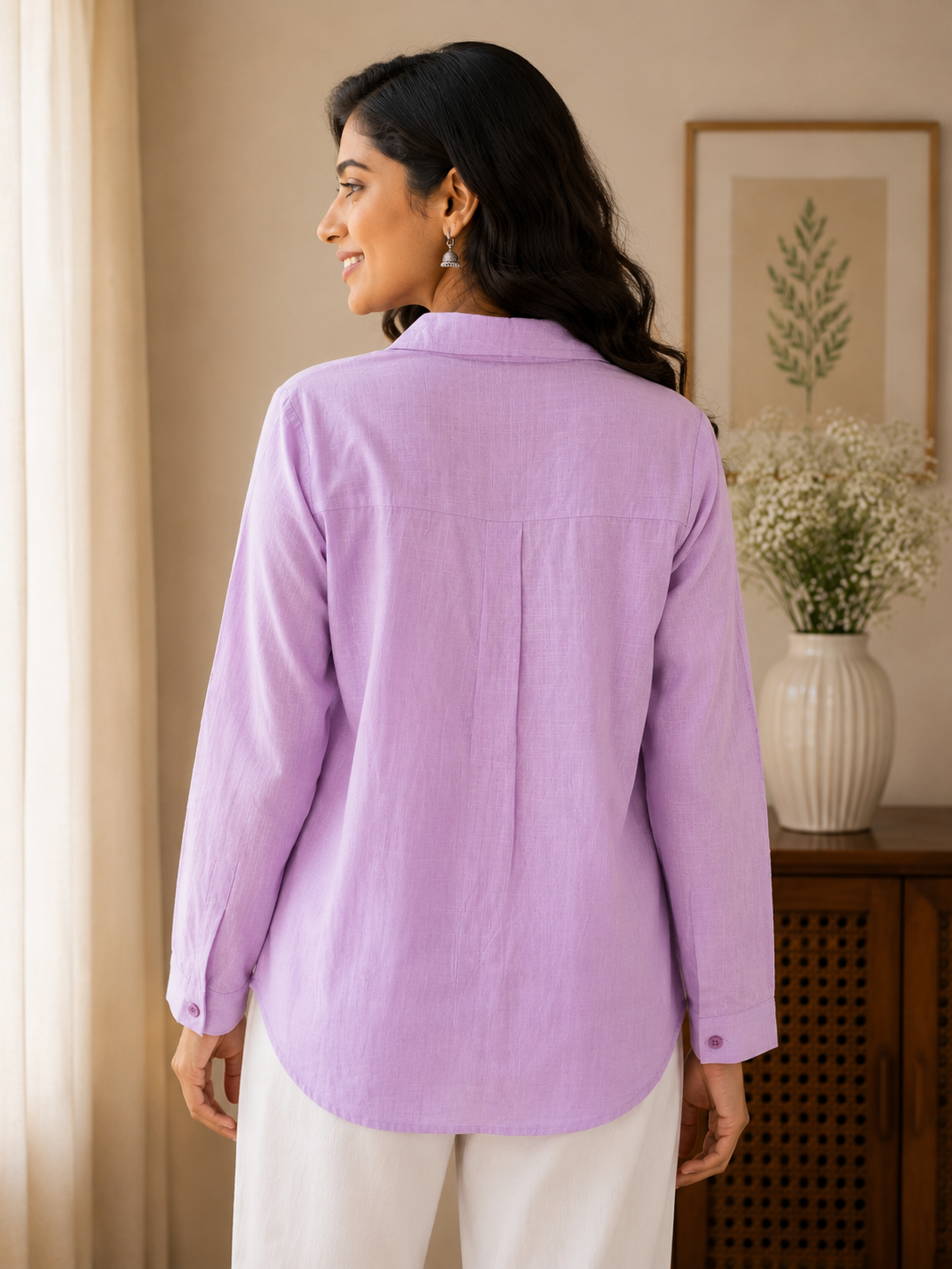 Purple Crochet Pocket Shirt