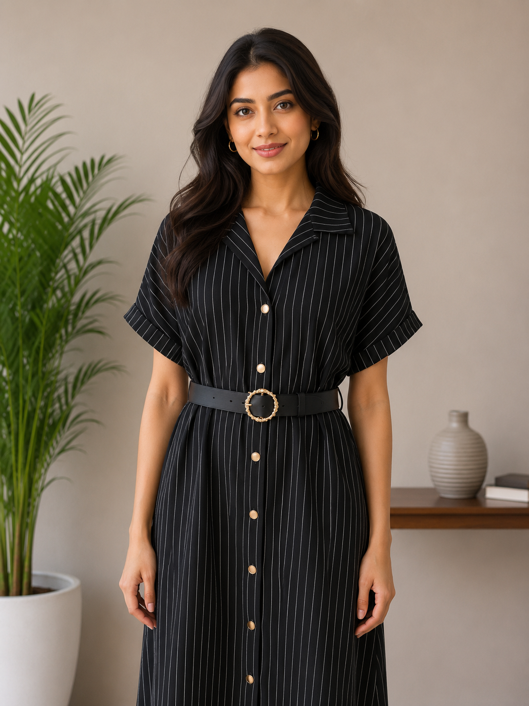 Black Gold Button Onepiece