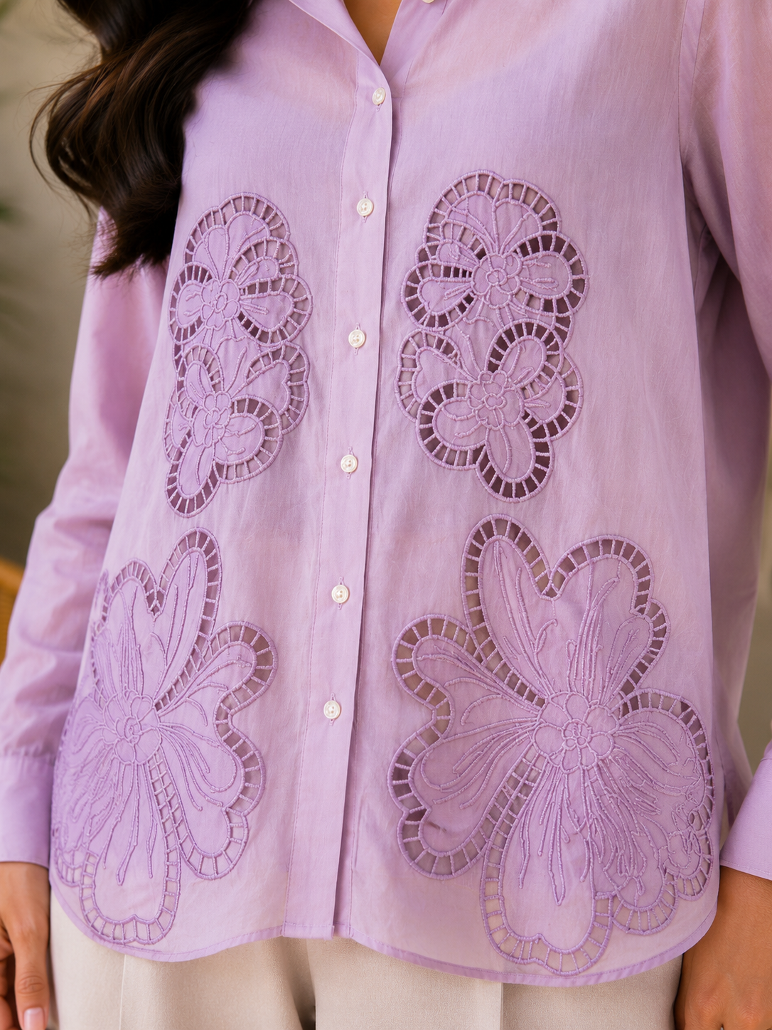 Mauve Cut Work Shirt