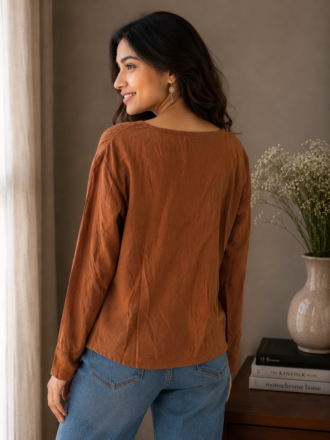 Rust Collared Top