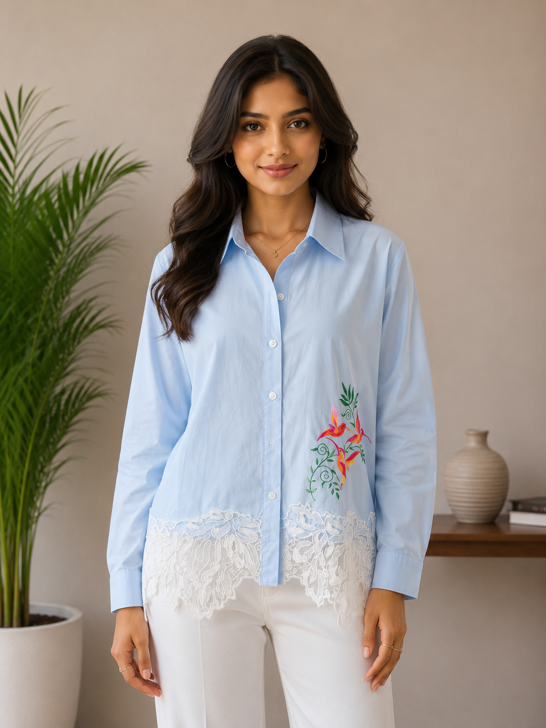 Blue Net Patch Shirt