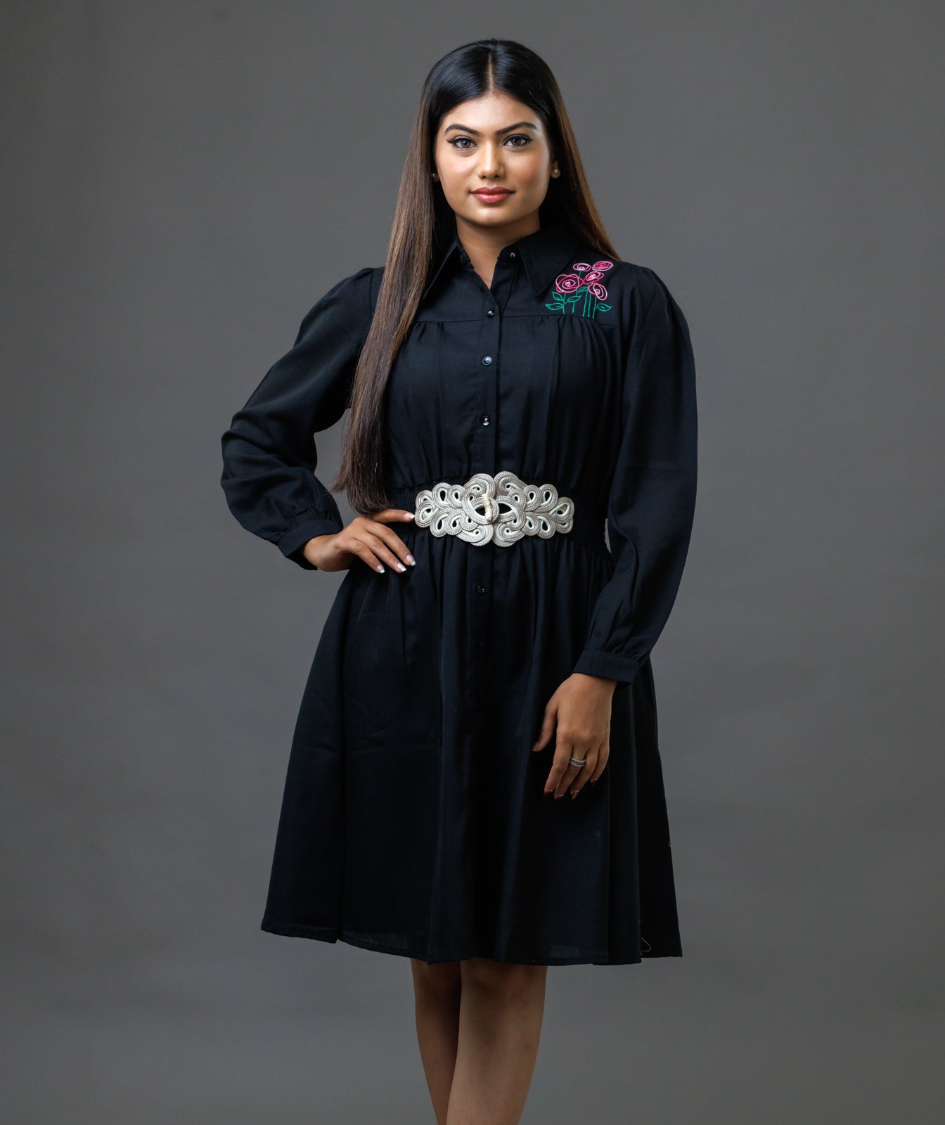 Collared One Piece- Black
