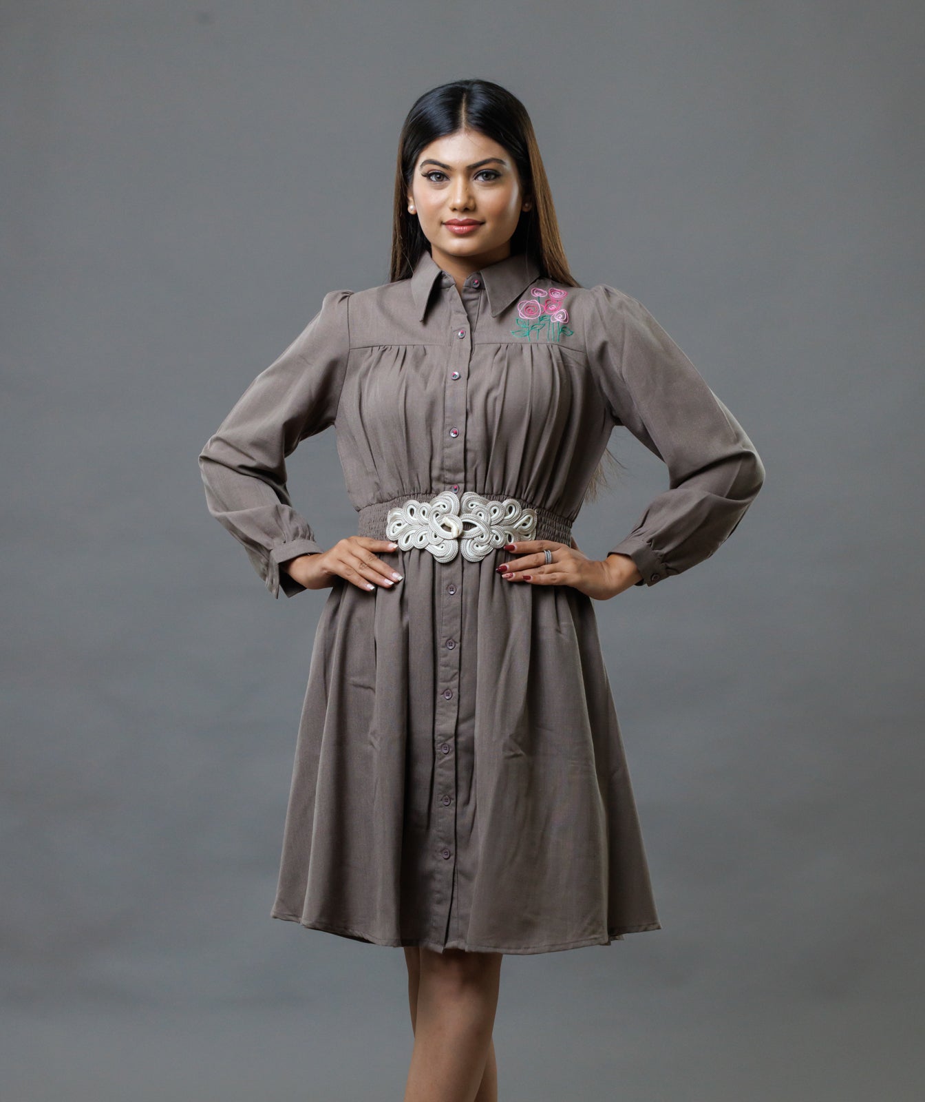 Collared One Piece Choco Brown
