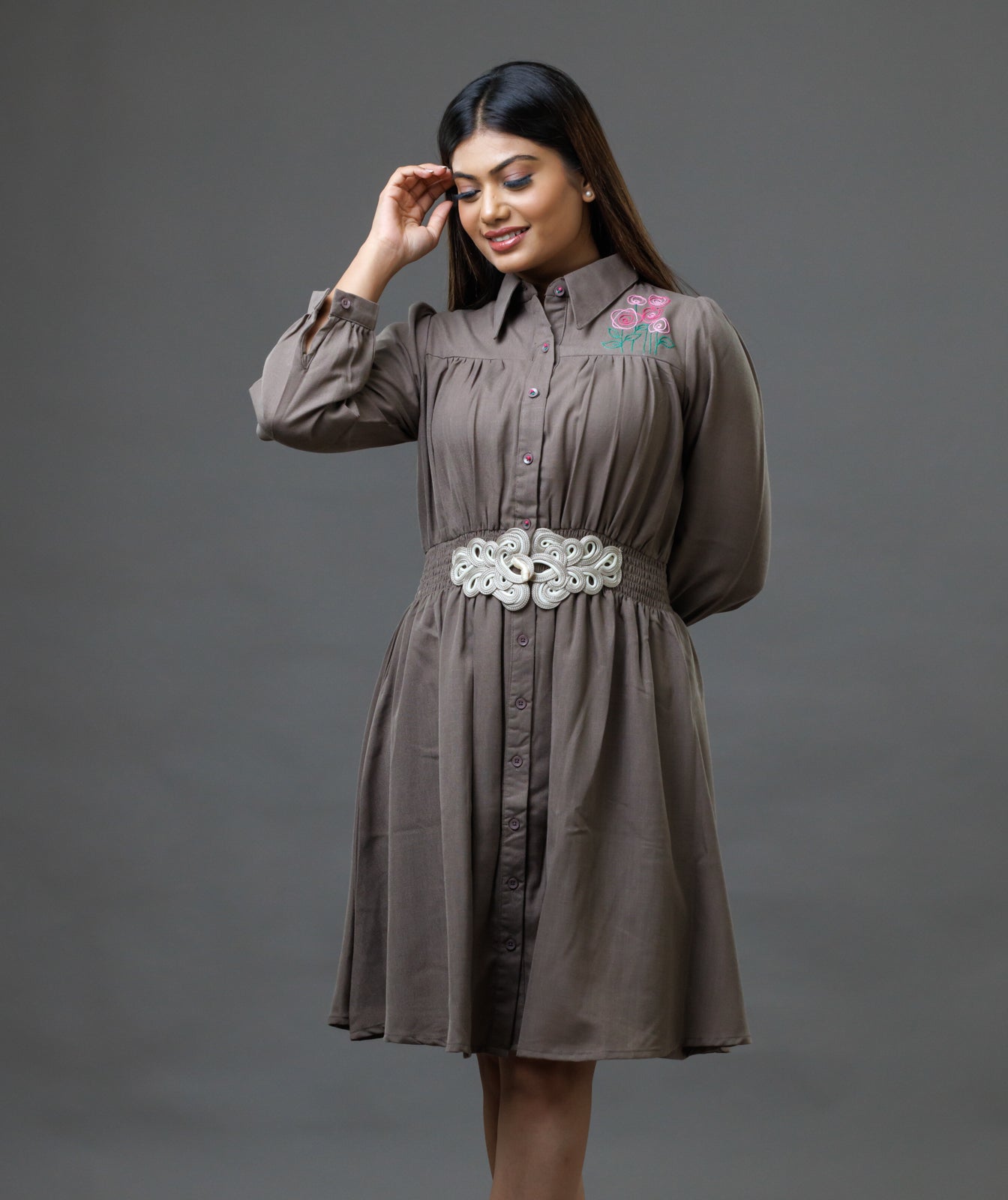 Collared One Piece Choco Brown