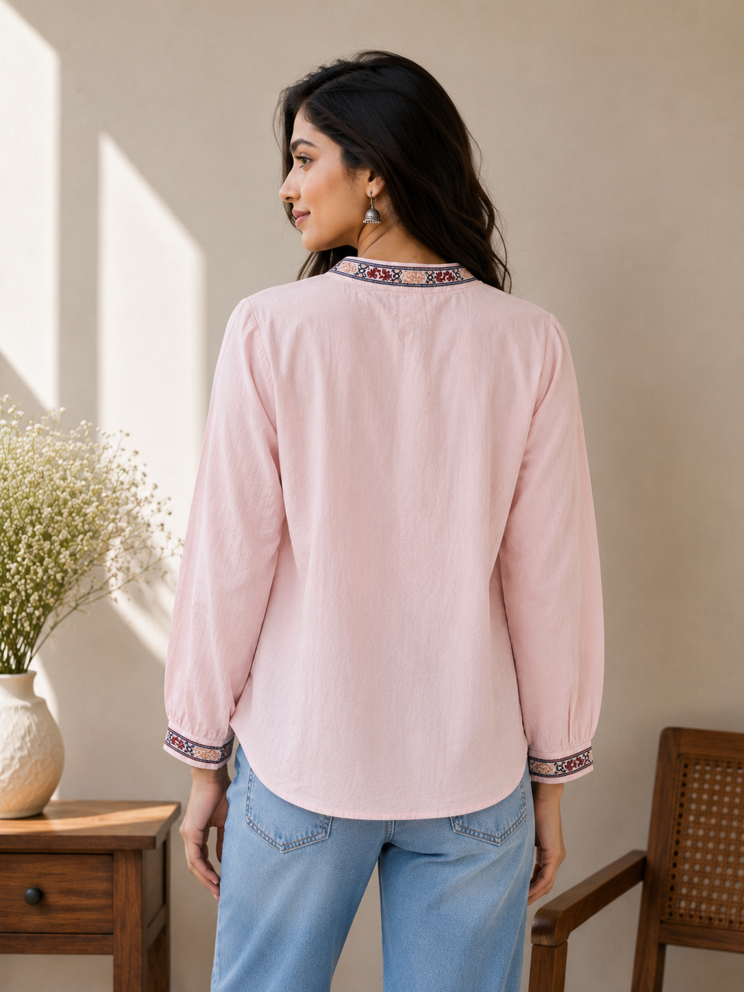 Pink Embroidery Shirt