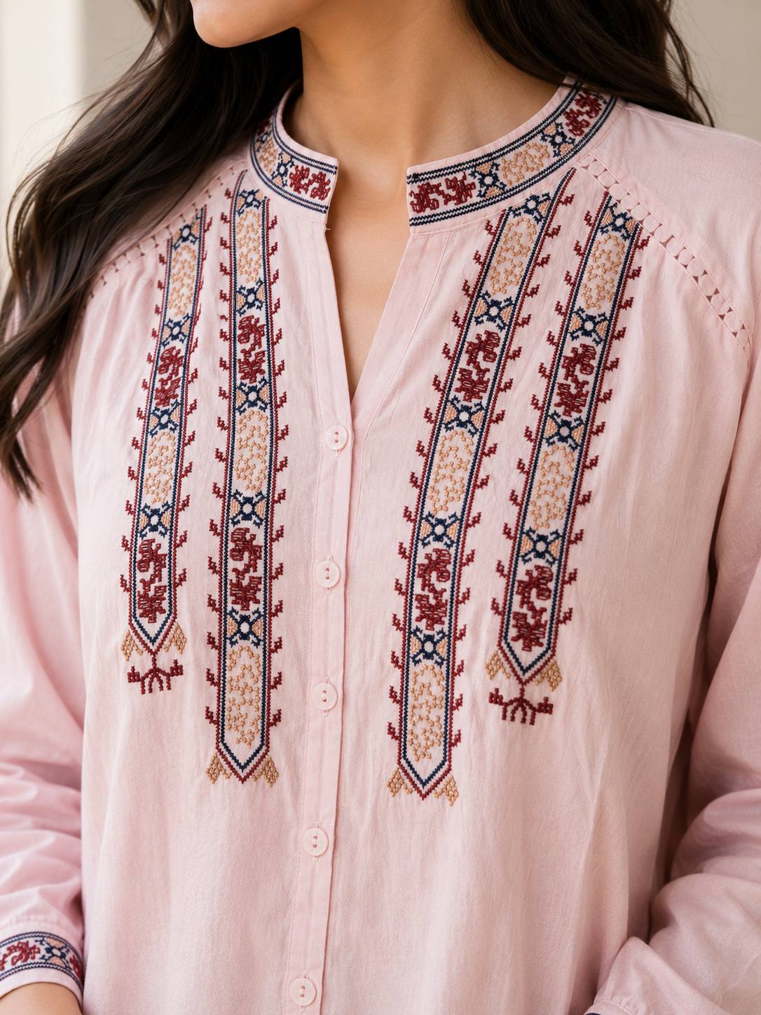 Pink Embroidery Shirt