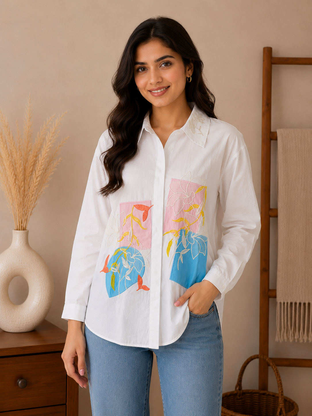 White Box Embroidery Shirt