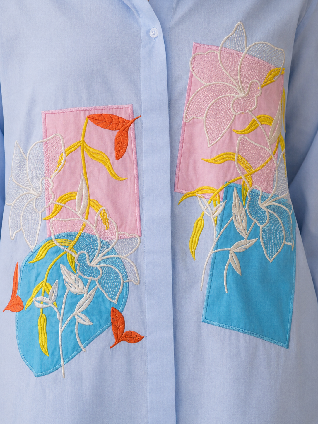 Light Blue Box Embroidery Shirt
