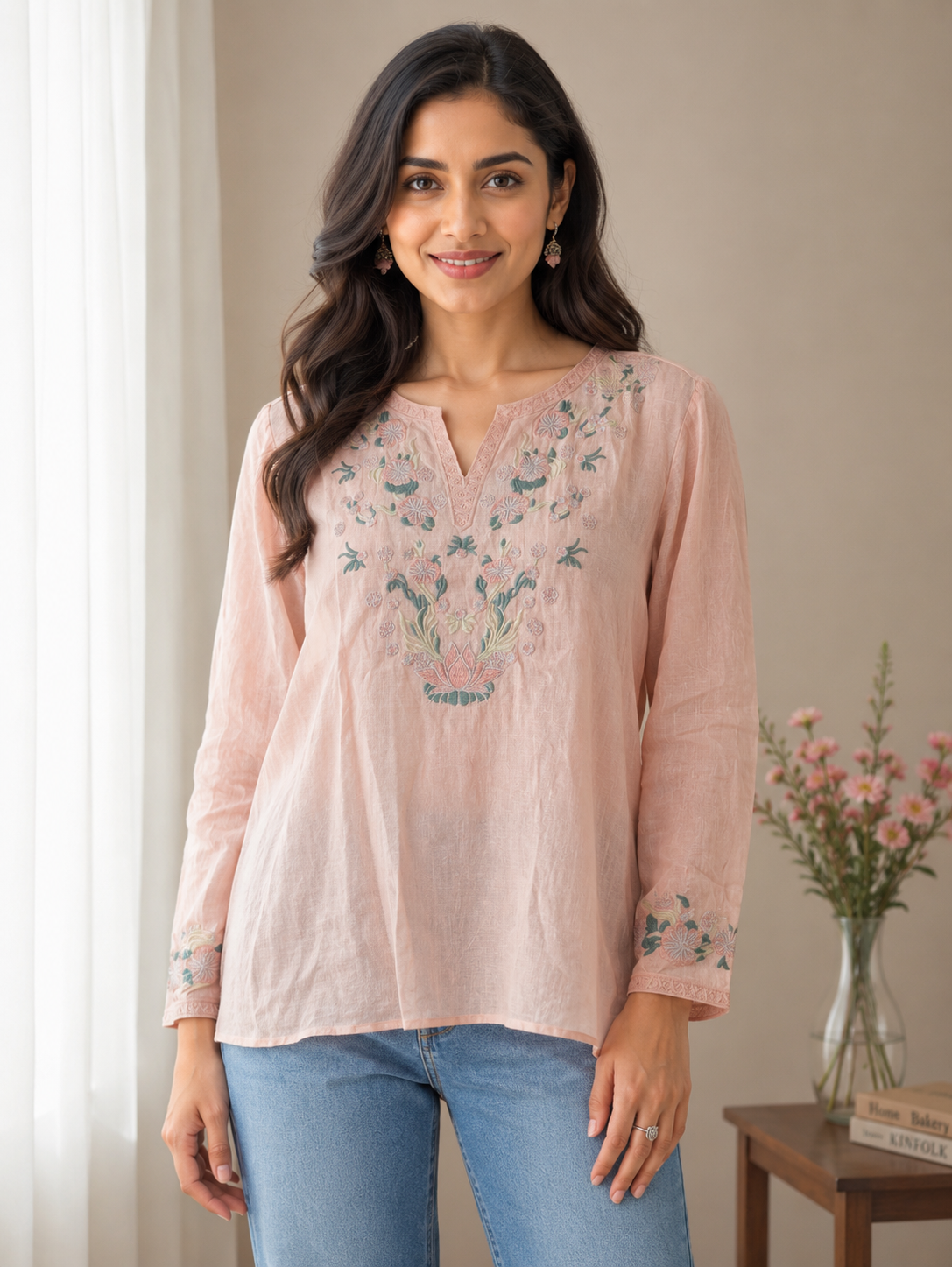 Peach Linen Top