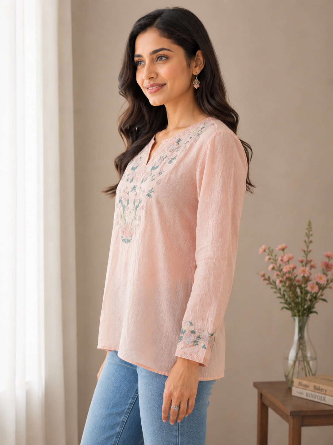 Peach Linen Top