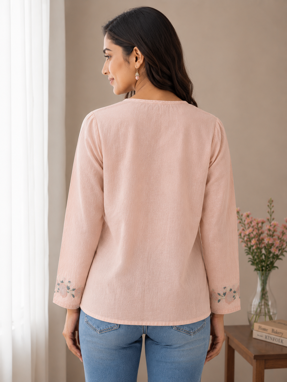 Peach Linen Top