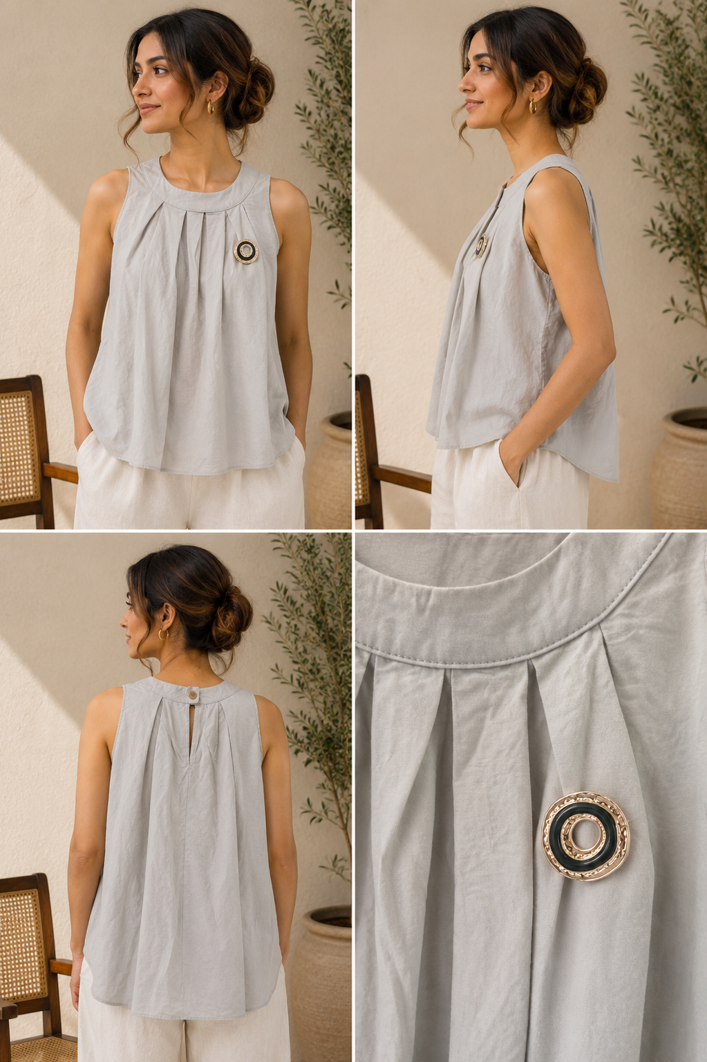 Gaza Grey Sleeveless Top