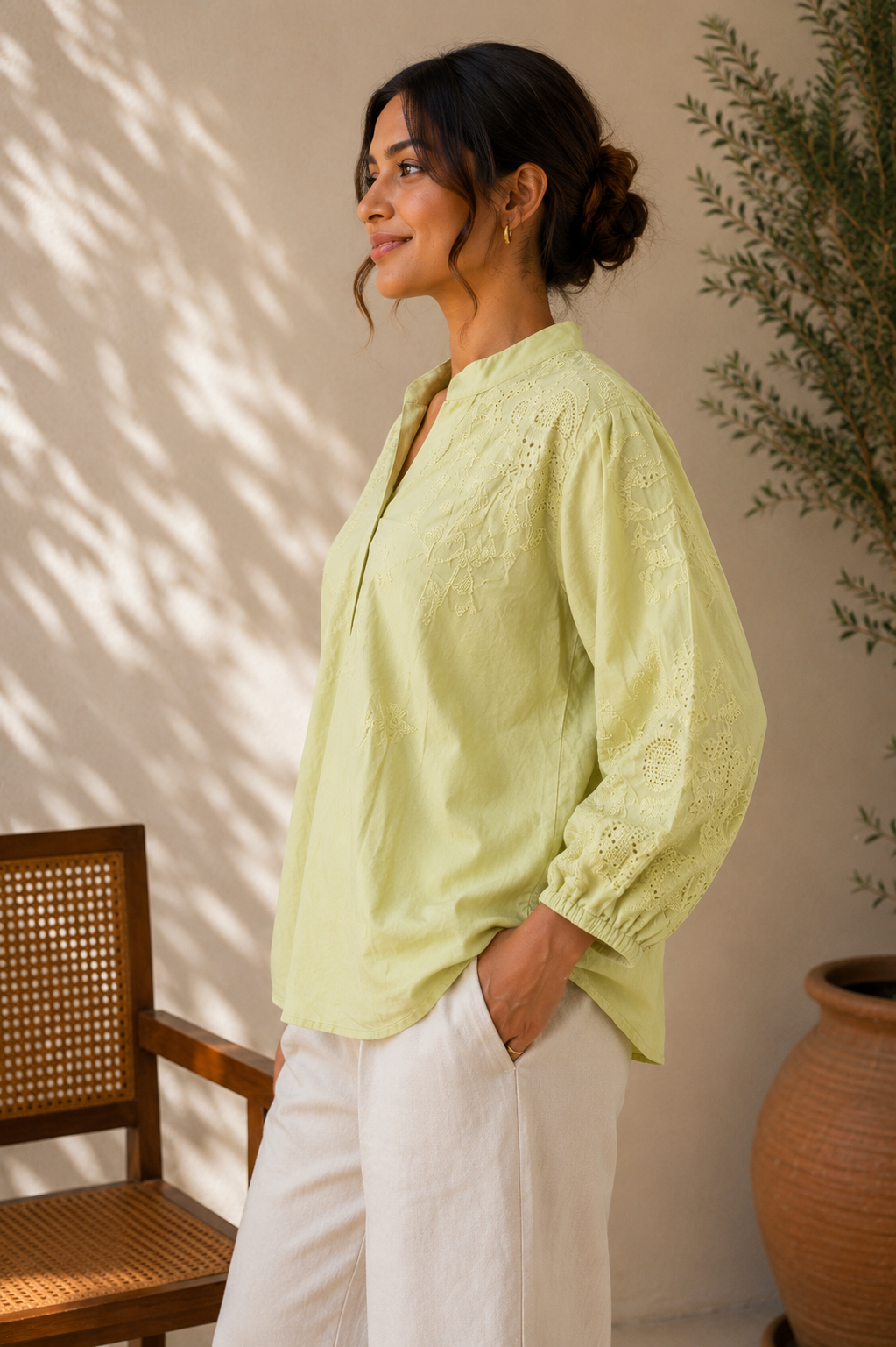 Light Mint V Neck Top