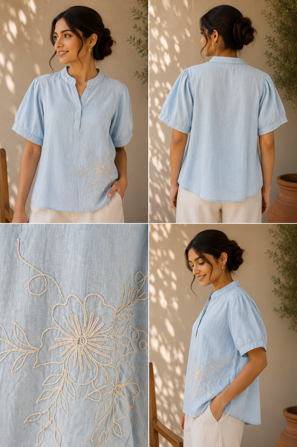 Aqua Blue Thread Top