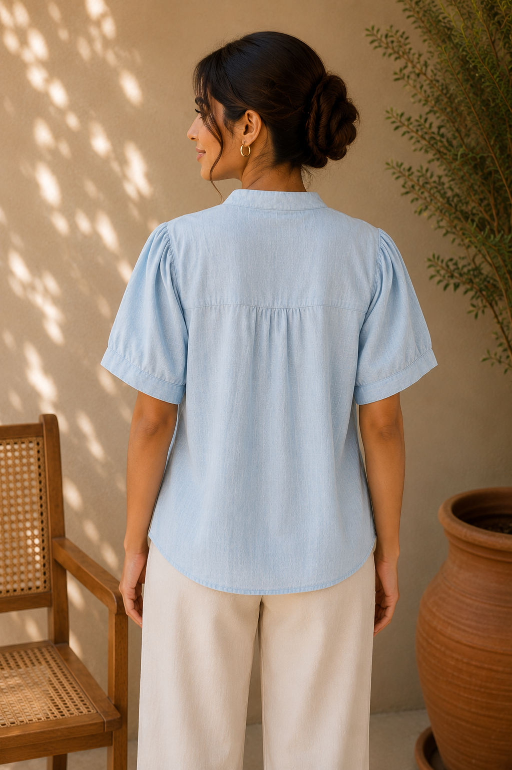 Aqua Blue Thread Top