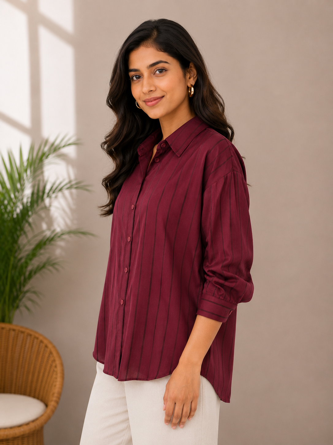 Maroon Satin Shirt