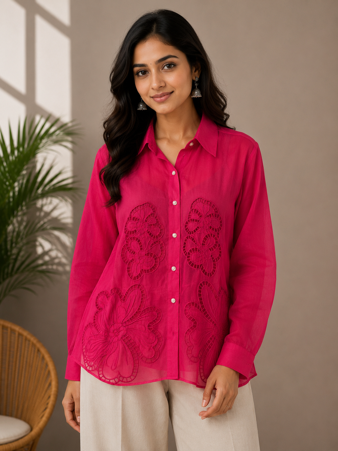 Dark Pink Cut Work Shirt