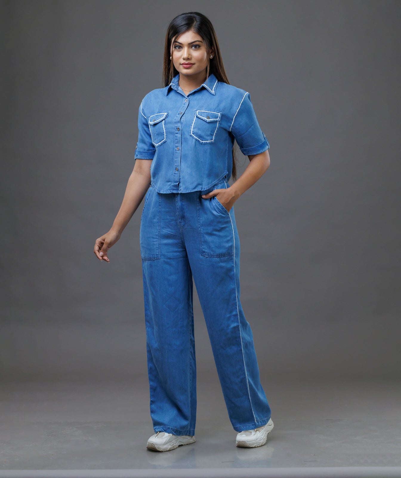 Denim Co-Ord Set Light Blue