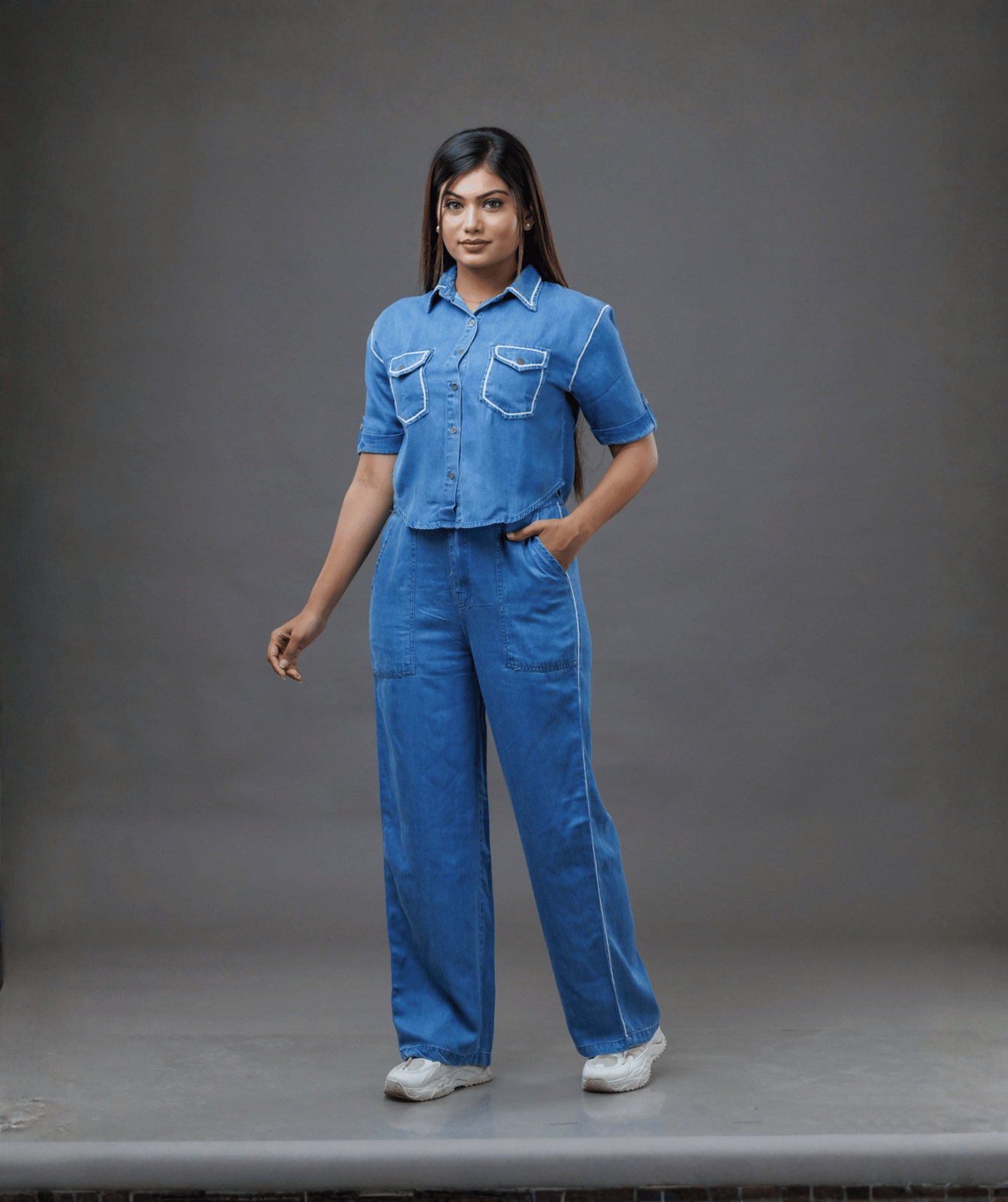 Denim Co-Ord Set Light Blue