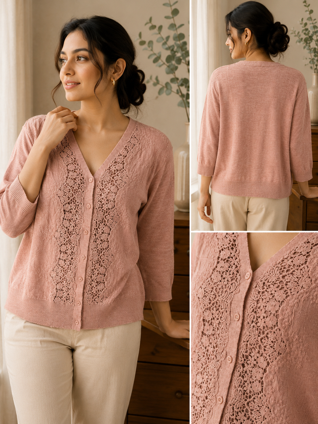 Dusty Pink Knitted Button Shirt