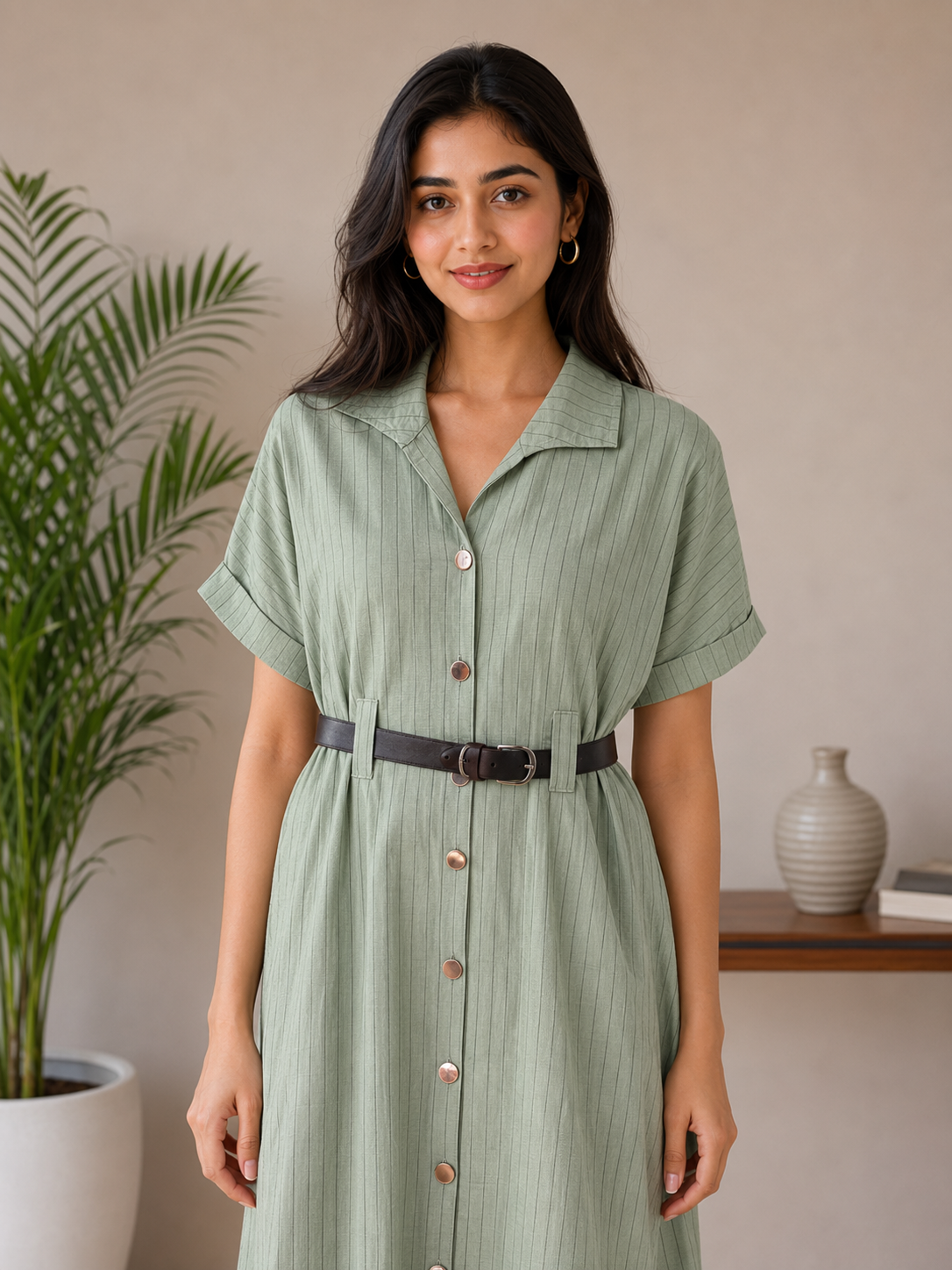 Green Gold Button Onepiece