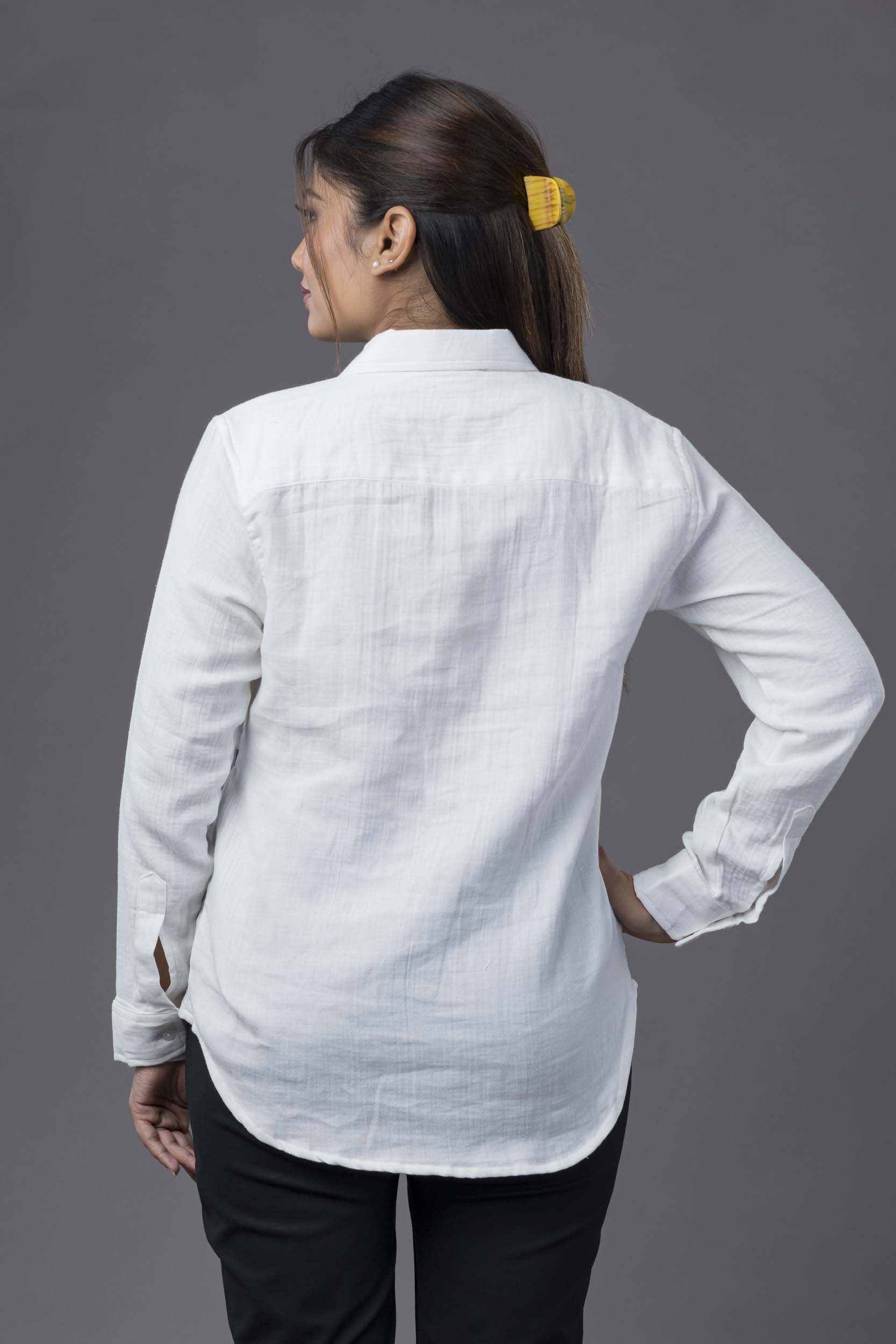 Embroidery Ribbon Shirts White