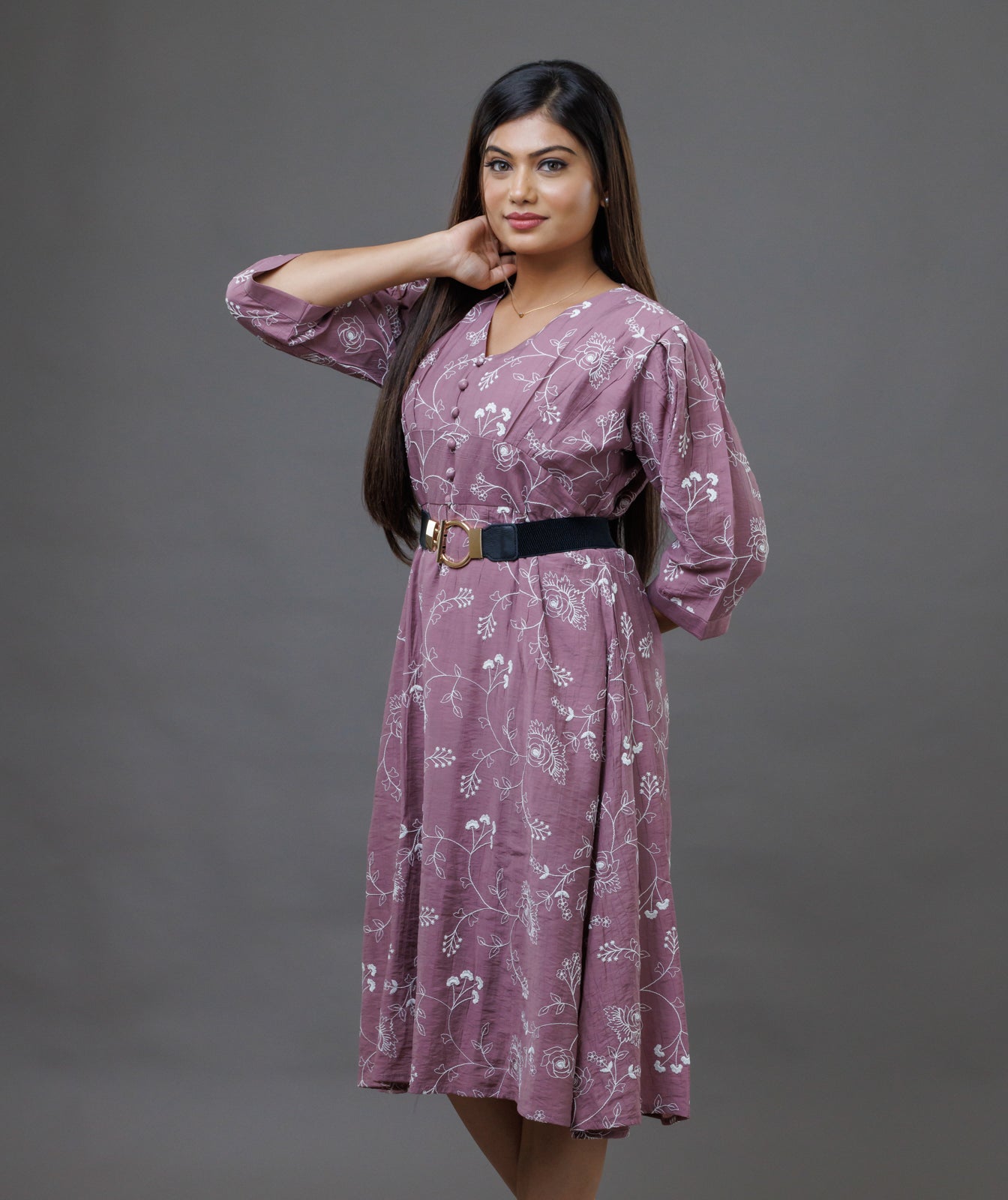 Embroidery One Piece- Mauve